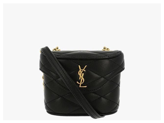 Saint Laurent Borsa a Spalla Cassandra Monogram Quilted Micro Box Chain Nero - vista 2