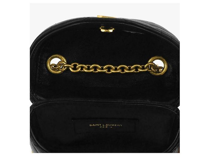 Saint Laurent Borsa a Spalla Cassandra Monogram Quilted Micro Box Chain Nero - vista 8