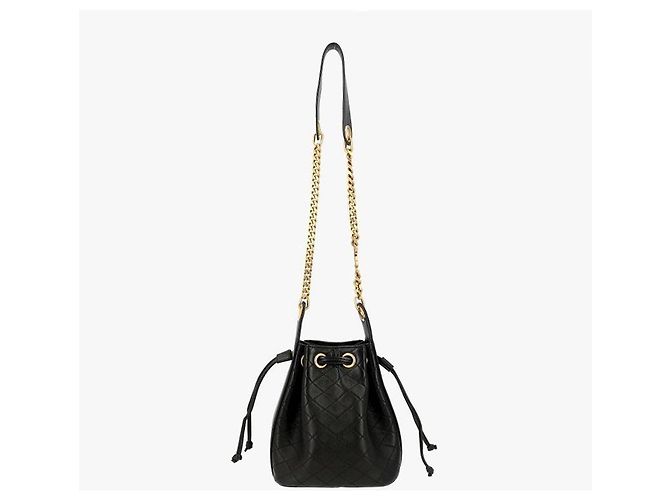 Saint Laurent Borsa a tracolla bucket Cassandra Monogram Quilted Chain Nero - vista 2