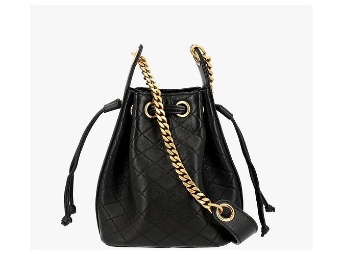 Saint Laurent Borsa a tracolla bucket Cassandra Monogram Quilted Chain Nero - vista 4