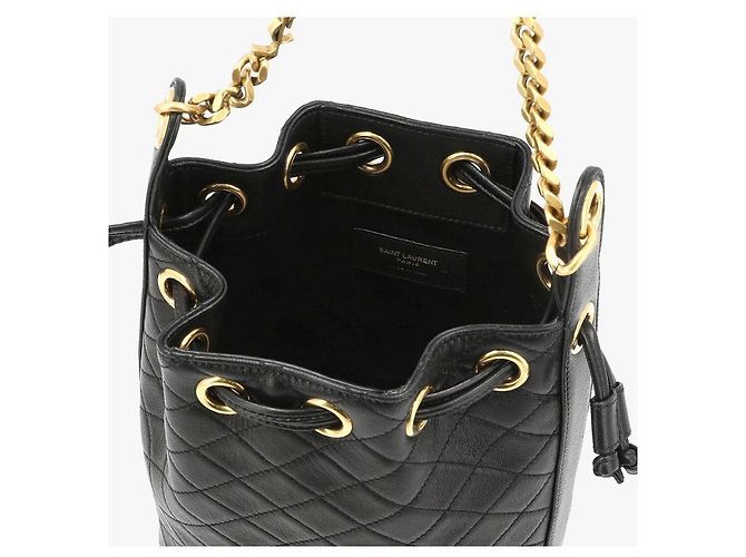 Saint Laurent Borsa a tracolla bucket Cassandra Monogram Quilted Chain Nero - vista 8