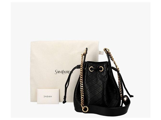 Saint Laurent Borsa a tracolla bucket Cassandra Monogram Quilted Chain Nero - vista 9