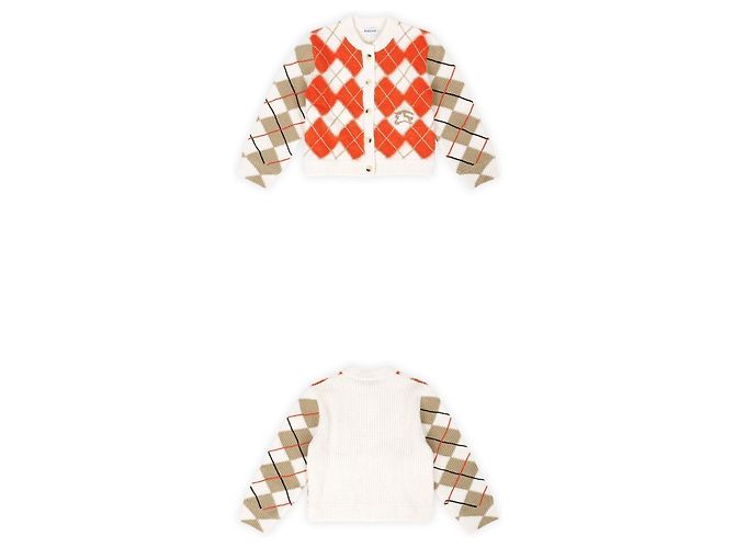 Burberry Argyle-Check-Wollstrickjacke für Kinder (Orange) Rot - Ansicht 2