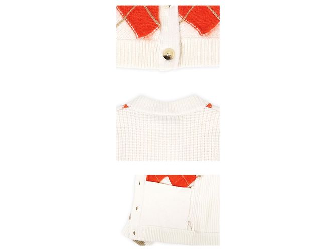 Burberry Argyle-Check-Wollstrickjacke für Kinder (Orange) Rot - Ansicht 4