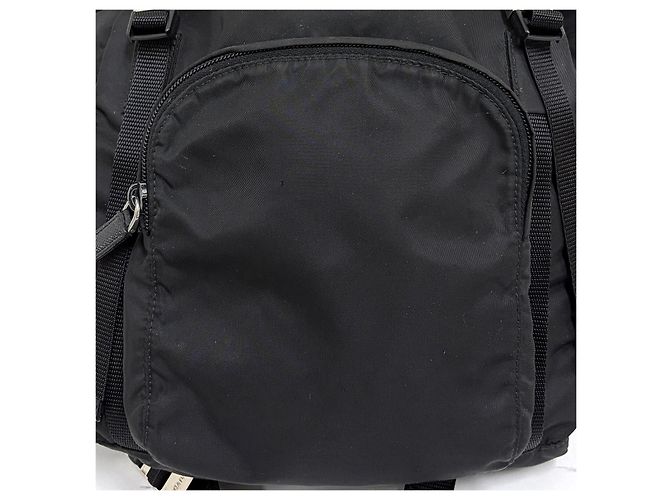 Prada Triangle Logo Nylon Buckle Backpack Black - view 12