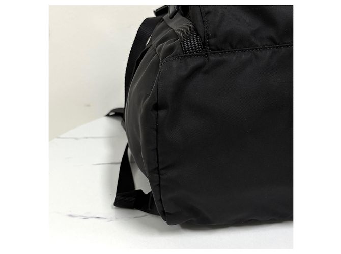 Prada Triangle Logo Nylon Buckle Backpack Black - view 24