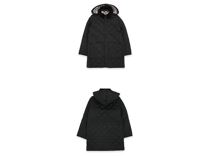 Burberry Gesteppte Kapuzenjacke mit Karomuster für Kinder (Black) Schwarz - Ansicht 2