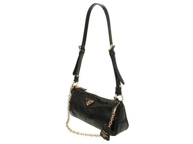 Prada Borsa a tracolla in pelle Medium Reedition timbro: OOM Nero - vista 2