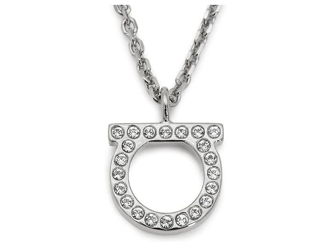 Salvatore Ferragamo Collana Gancini Crystal da donna Argento - vista 7