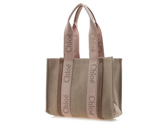 Chloé Linen Woody Tragetasche Mehrfarben - Ansicht 2