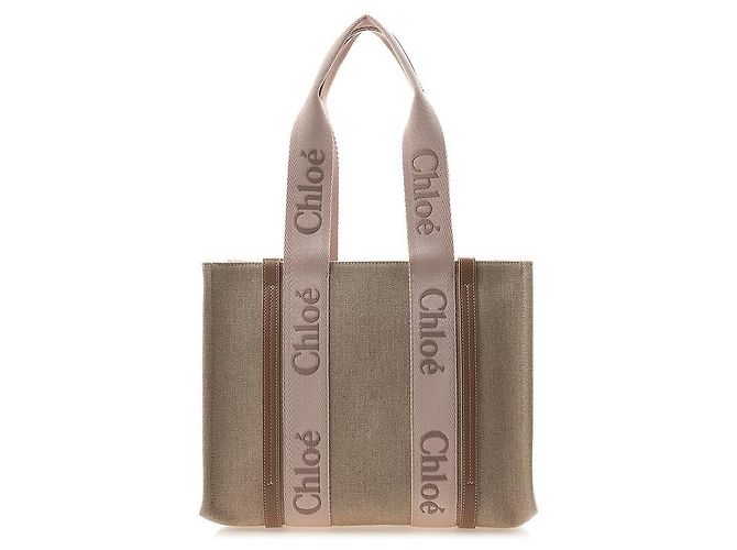 Chloé Linen Woody Tragetasche Mehrfarben - Ansicht 3