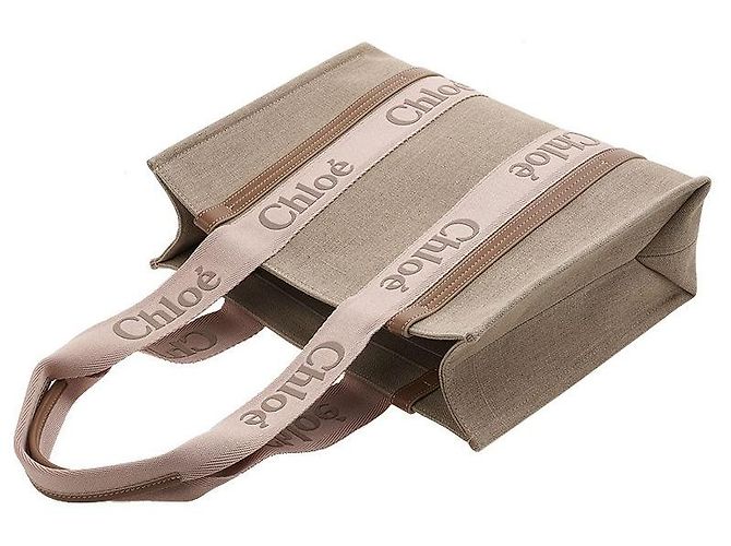 Chloé Linen Woody Tragetasche Mehrfarben - Ansicht 4