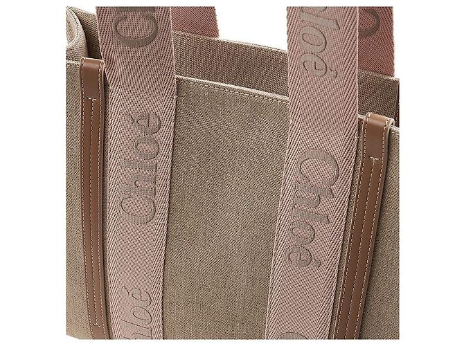 Chloé Linen Woody Tragetasche Mehrfarben - Ansicht 6