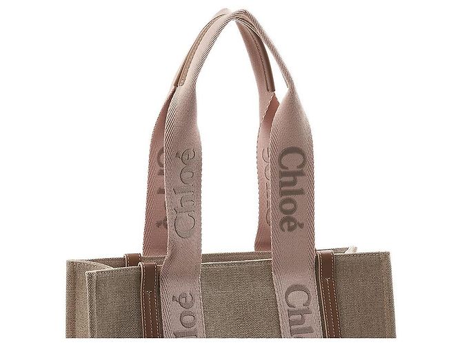 Chloé Linen Woody Tragetasche Mehrfarben - Ansicht 7