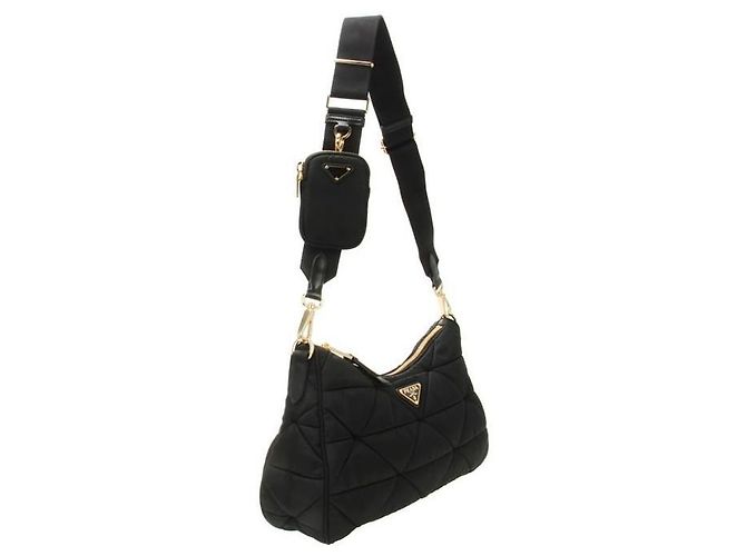 Prada Bolsa acolchoada grande de nylon Lina Preto - vista 2