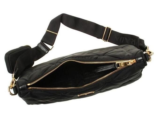 Prada Bolsa acolchoada grande de nylon Lina Preto - vista 4