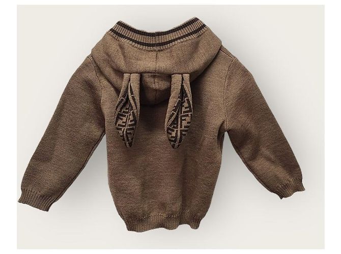 Fendi Baby Rabbit Wollstrickjacke Braun - Ansicht 4