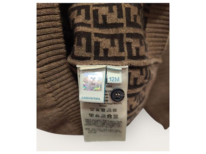 Fendi Baby Rabbit Wollstrickjacke Braun - Ansicht 5