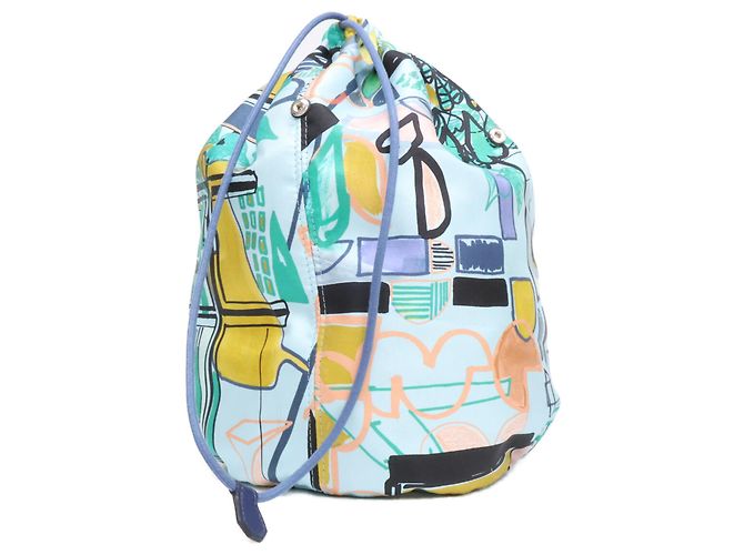 Hermès Sacchetto in seta con coulisse Hermes Blu - vista 2