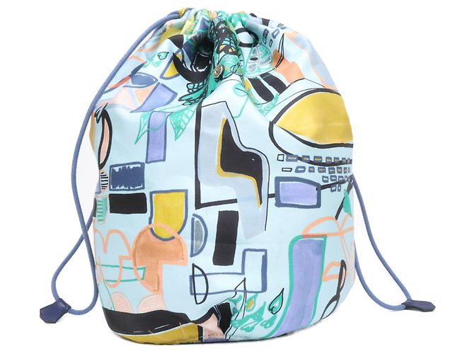 Hermès Sacchetto in seta con coulisse Hermes Blu - vista 3