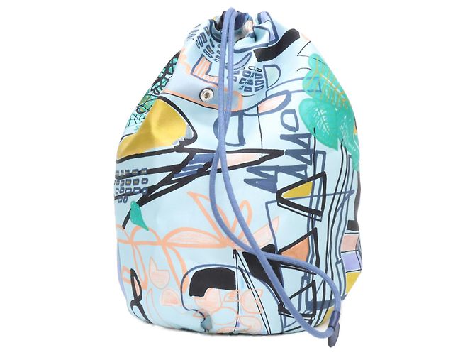 Hermès Sacchetto in seta con coulisse Hermes Blu - vista 4