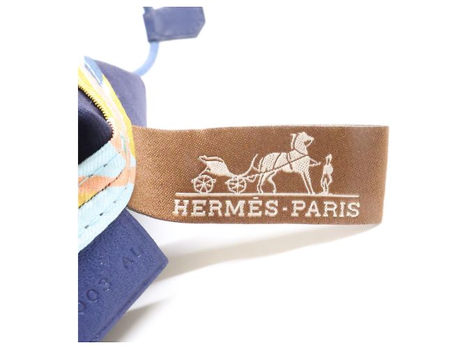Hermès Sacchetto in seta con coulisse Hermes Blu - vista 7