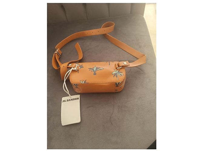 Jil Sander Leder-Gürteltasche mit Palmenprint Braun - Ansicht 3