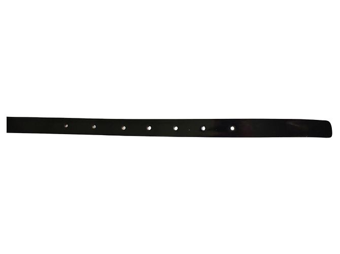 D&G Dolce & Gabbana Skinny Monogram Gürtel aus schwarzem Lackleder Größe 75 Golden - Ansicht 5