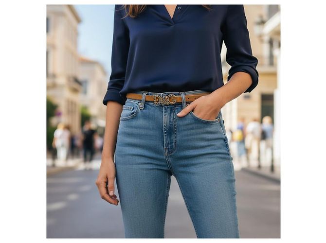 Dolce & Gabbana Wildleder Gürtel mit Kristall-Logo Braun Gold hardware - Ansicht 10