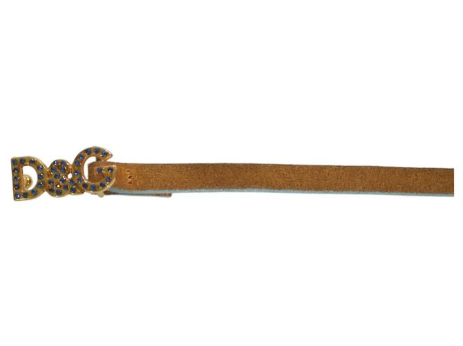 Dolce & Gabbana Wildleder Gürtel mit Kristall-Logo Braun Gold hardware - Ansicht 2