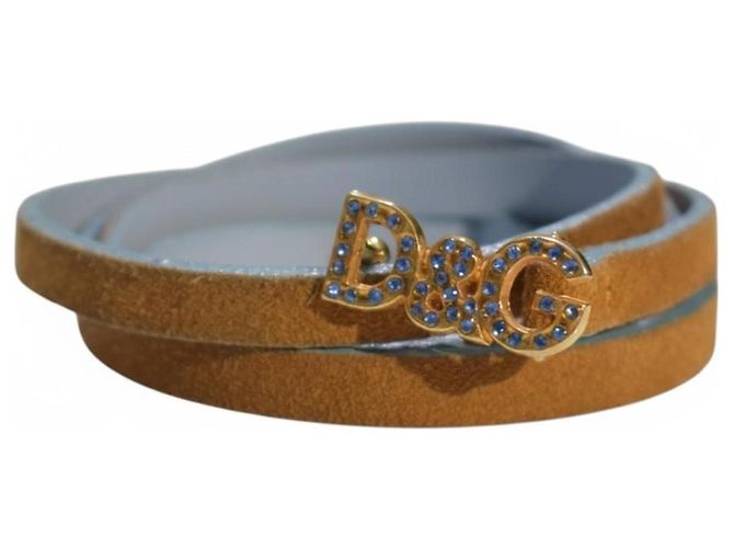Dolce & Gabbana Wildleder Gürtel mit Kristall-Logo Braun Gold hardware - Ansicht 7