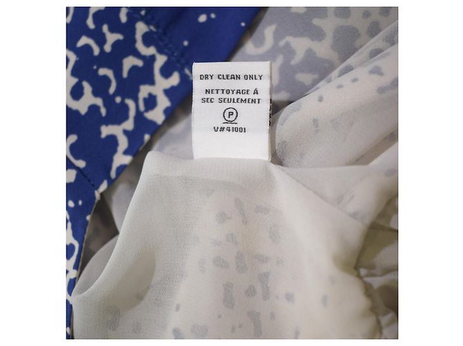 Mono de seda Diane von Furstenberg DVF Kawena para mujer 4 Azul Blanco con cinturón Cuello en V - vista 11