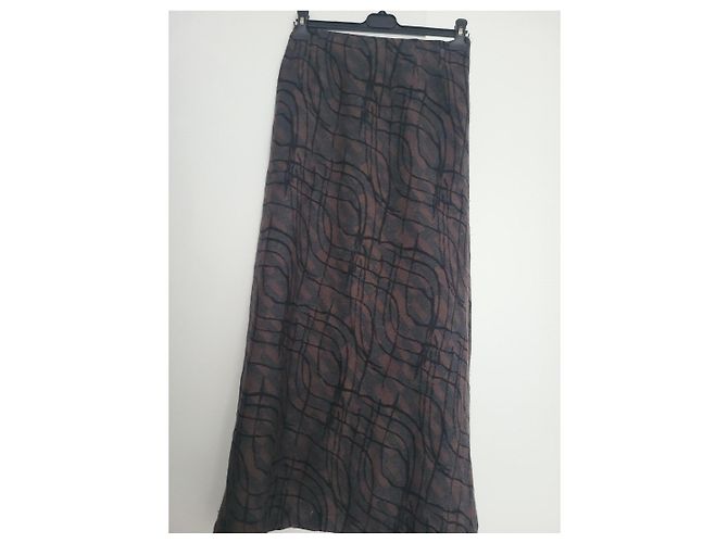 Autre Marque Falda larga de lana Serapis estampada marrón y gris Castaño - vista 2
