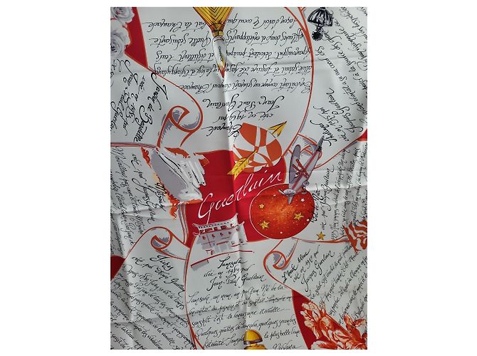 Autre Marque Carré in seta Guerlain Voyage Bianco Rosso D'oro - vista 2