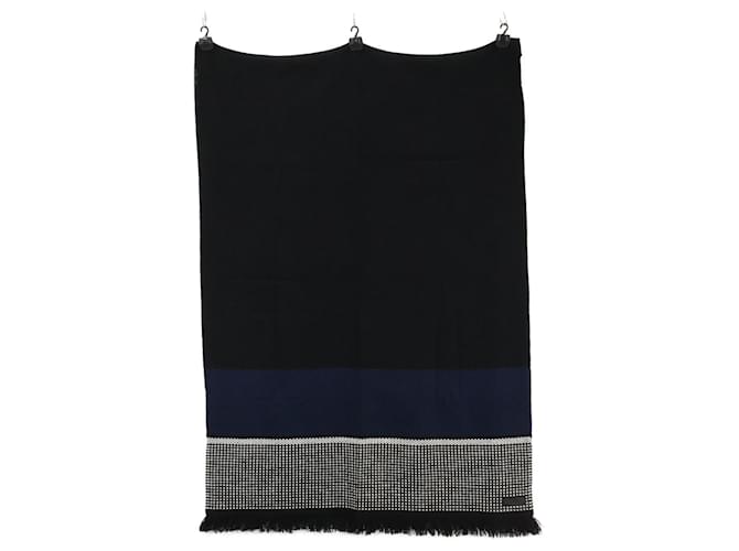 Hermès Hermes Kaschmir-Stola Schwarz Marineblau - Ansicht 2