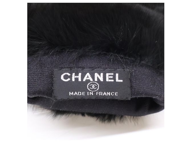 Chanel Coco Mark Lammfell-Pelzhandschuhe Schwarz - Ansicht 7