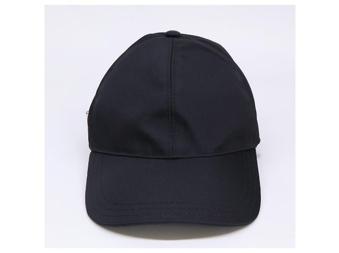Cappellino da baseball in nylon con placca Triangle Prada, nero - vista 2