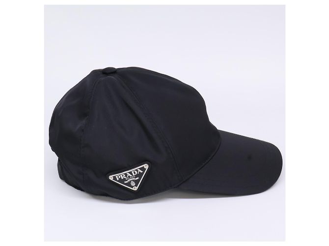 Cappellino da baseball in nylon con placca Triangle Prada, nero - vista 5
