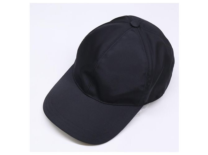Cappellino da baseball in nylon con placca Triangle Prada, nero - vista 6