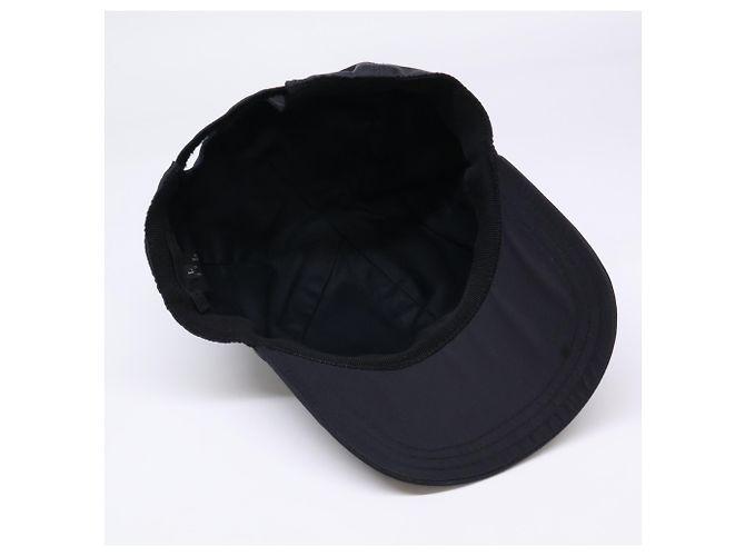 Cappellino da baseball in nylon con placca Triangle Prada, nero - vista 7
