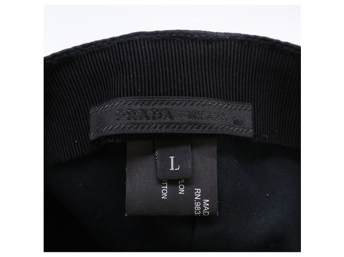 Cappellino da baseball in nylon con placca Triangle Prada, nero - vista 8