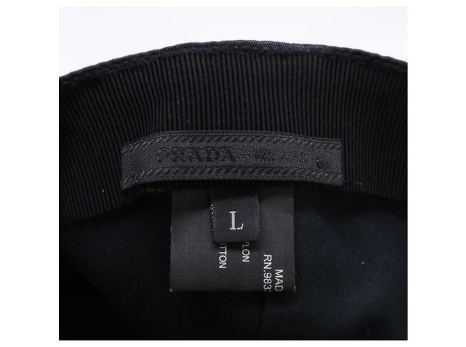 Cappellino da baseball in nylon con placca Triangle Prada, nero - vista 9