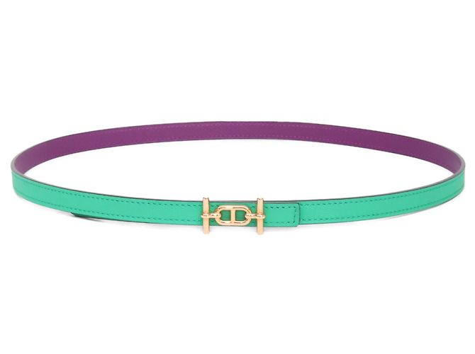 Hermès Hermes Reversible Leather Ankle Belt Green Purple - view 2