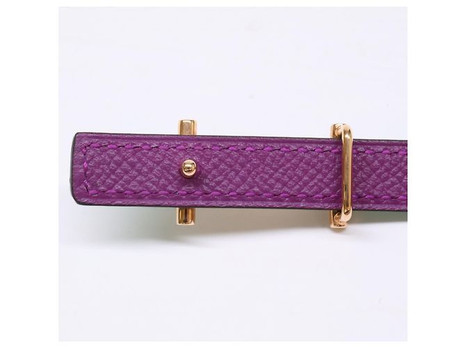Hermès Hermes Reversible Leather Ankle Belt Green Purple - view 4