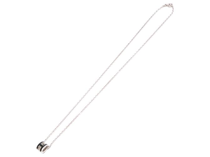 Hermès Collier Pop H Hermes en noir et argent Argenté - vue 2