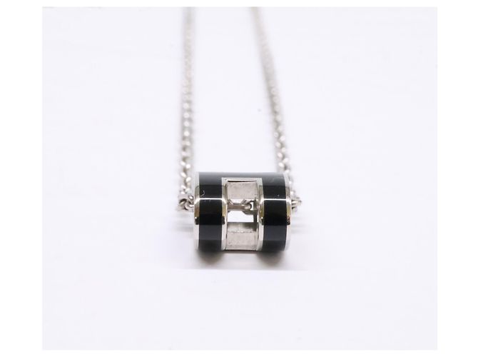 Hermès Collier Pop H Hermes en noir et argent Argenté - vue 4