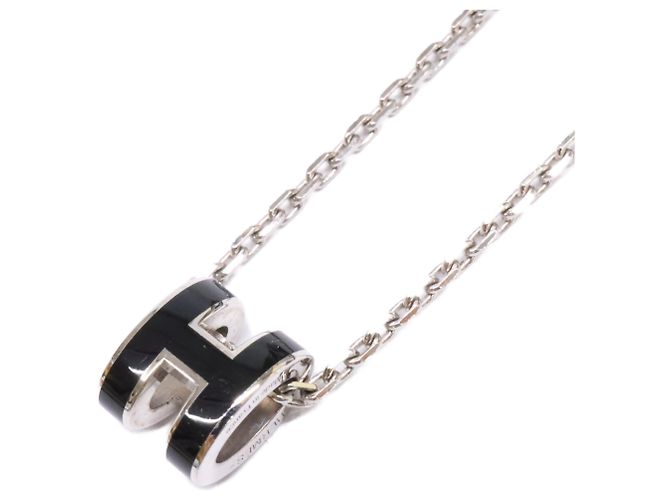 Hermès Collier Pop H Hermes en noir et argent Argenté - vue 6