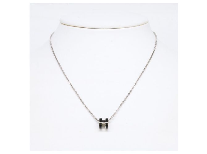 Hermès Collier Pop H Hermes en noir et argent Argenté - vue 9