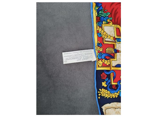 Carré Hermès in seta "Les Fables de La Fontaine" Bianco Rosso Blu Verde Gold hardware - vista 5