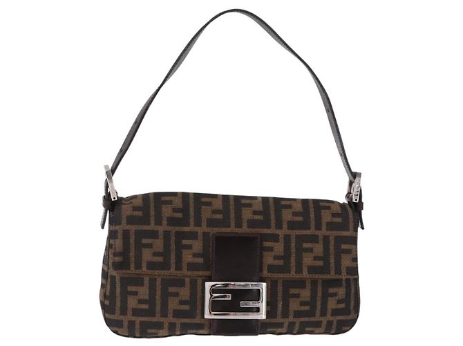 FENDI Zucca Canvas Mamma Baguette Shoulder Bag Marrone Argento Auth BA14206SAV - vista 13